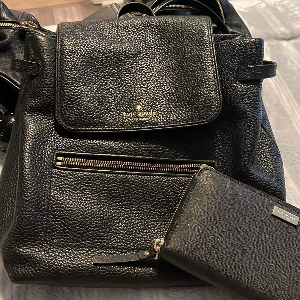 Kate spade backpack style bag with wallet set